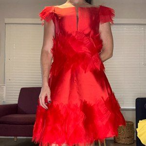 Red satin dress
